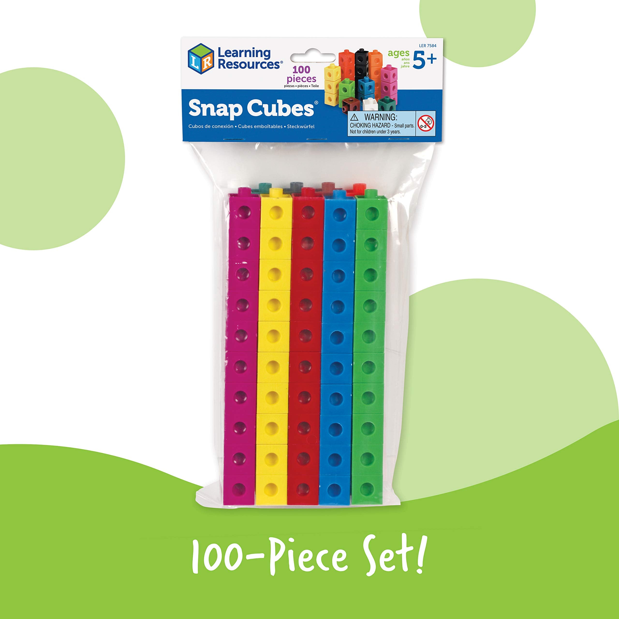 Learning Resources Snap Cubes 100-Piece Set - Math Counting Toy for Kids Ages 5+