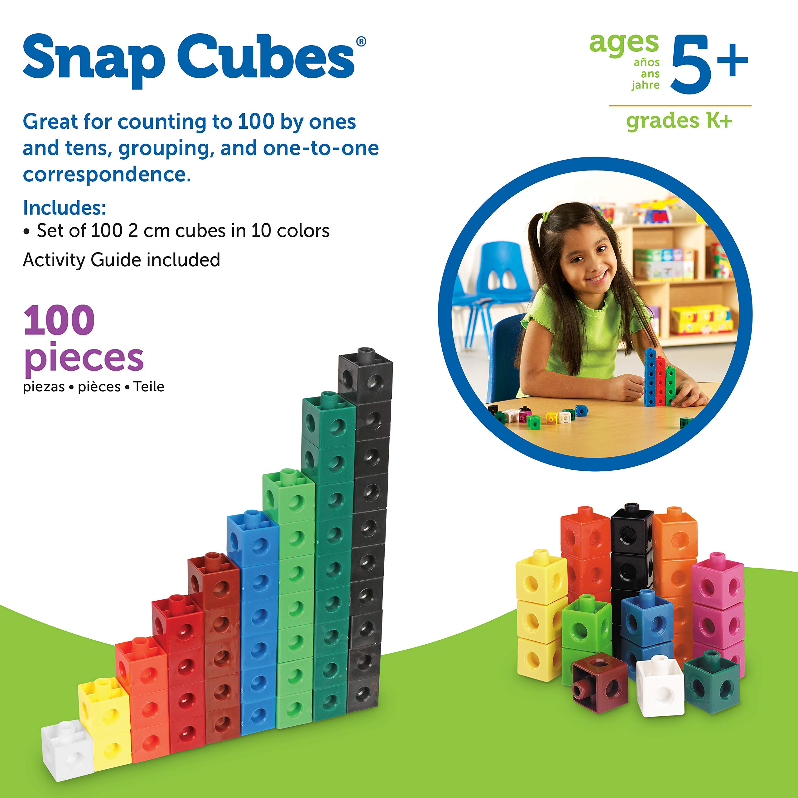 Learning Resources Snap Cubes 100-Piece Set - Math Counting Toy for Kids Ages 5+