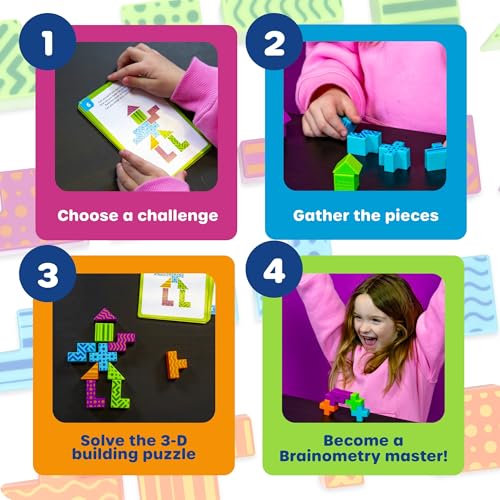 Learning Resources STEM Explorers Brainometry: 3D Puzzle Game for Kids Ages 5+, 24 Blocks & 10 Cards