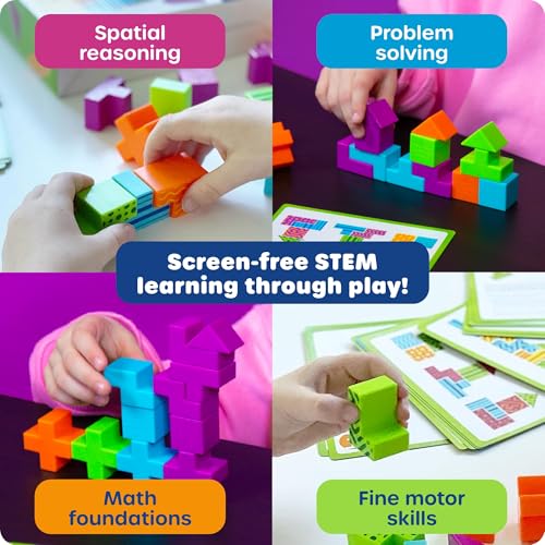 Learning Resources STEM Explorers Brainometry: 3D Puzzle Game for Kids Ages 5+, 24 Blocks & 10 Cards