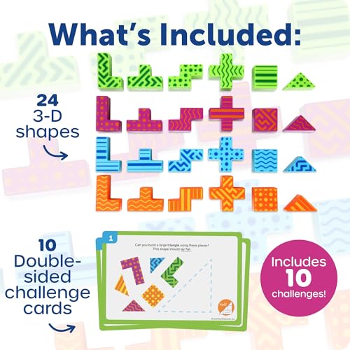 Learning Resources STEM Explorers Brainometry: 3D Puzzle Game for Kids Ages 5+, 24 Blocks & 10 Cards