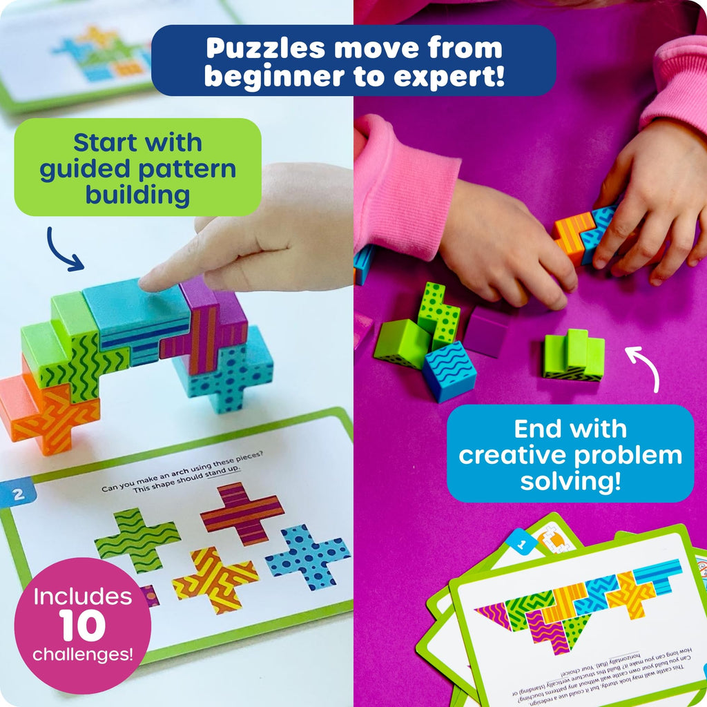 Learning Resources STEM Explorers Brainometry: 3D Puzzle Game for Kids Ages 5+, 24 Blocks & 10 Cards