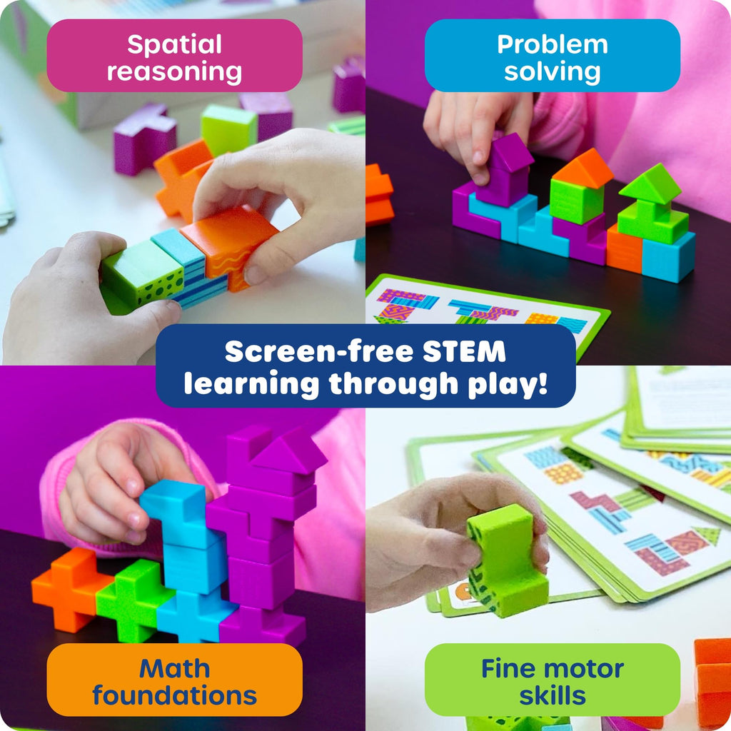 Learning Resources STEM Explorers Brainometry: 3D Puzzle Game for Kids Ages 5+, 24 Blocks & 10 Cards