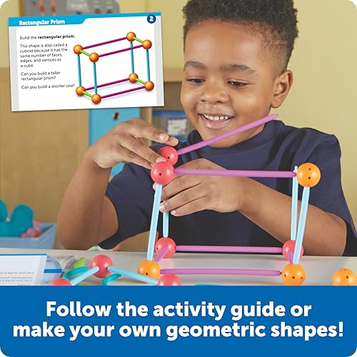Learning Resources STEM Explorers Geomakers – 58-Piece Shape-Building Set for Kids Ages 5+