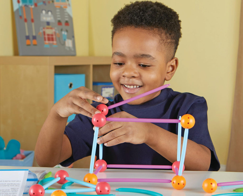 Learning Resources STEM Explorers Geomakers – 58-Piece Shape-Building Set for Kids Ages 5+