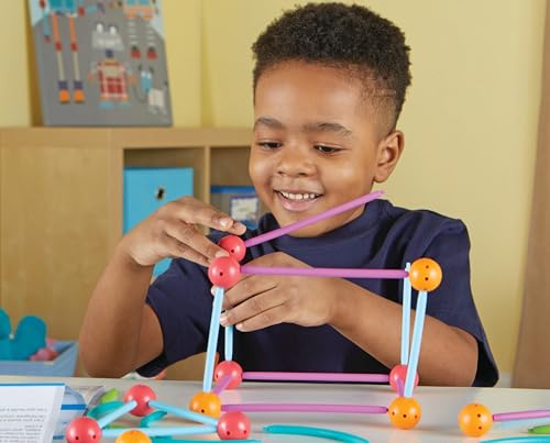 Learning Resources STEM Explorers Geomakers – 58-Piece Shape-Building Set for Kids Ages 5+