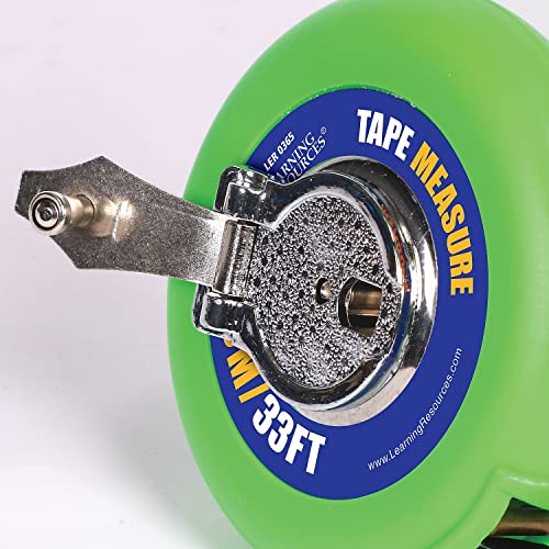 Learning Resources Wind-Up Tape Measure – 10m/33ft Dual-Sided for Kids Ages 5+