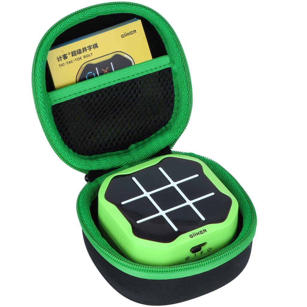 Lebakort Protective Storage Case for GiiKER Tic Tac Toe Bolt 3-in-1 Handheld Puzzle – Black + Green
