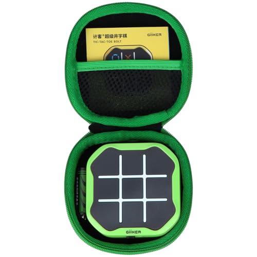 Lebakort Protective Storage Case for GiiKER Tic Tac Toe Bolt 3-in-1 Handheld Puzzle – Black + Green