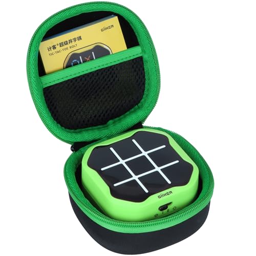 Lebakort Protective Storage Case for GiiKER Tic Tac Toe Bolt 3-in-1 Handheld Puzzle – Black + Green