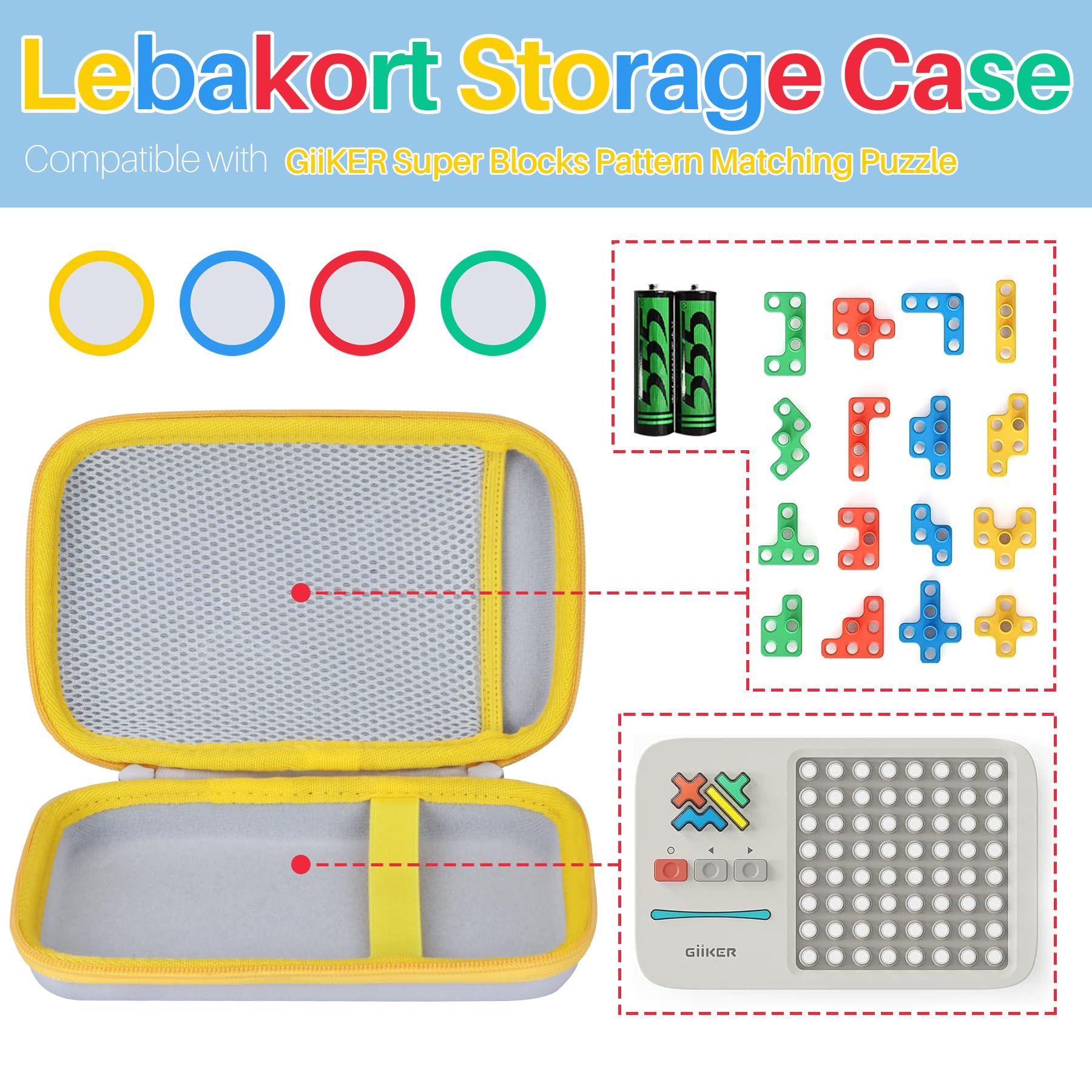 Lebakort Storage Case for GiiKER Super Blocks – Off White + Green, Nylon and EVA Protective Travel Case