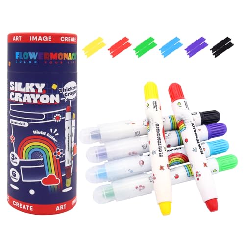 Lebze Jumbo Crayons for Toddlers - 24 Washable, Non-Toxic Crayons in 6 Colors, Easy to Hold