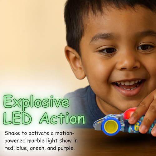 LED Pull Back Race Car for Kids – Friction Powered with Motion-Activated Lights, No Batteries Needed, Ages 3+ (Red/Black Open Wheel)