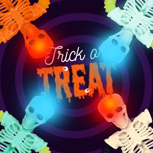 LED Skeleton Pop Tubes - 4 Pack Halloween Fidget Toy with Suction Cups & Light-Up Head | AGRASIV