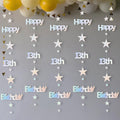 LEEKRETON 13th Birthday Banner – 25 Feet of Iridescent Holographic Star Garland, Pre-Strung