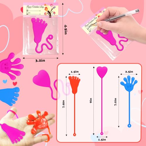 Leetous 28-Pack Easter Sticky Hands, Feet & Hearts Toys with Gift Cards – Non-Candy Classroom Favors for Kids
