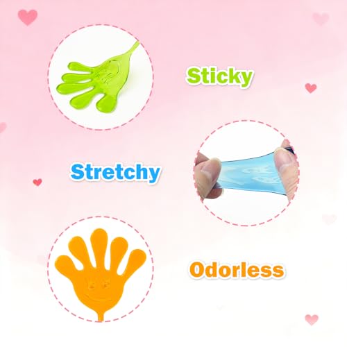 Leetous 28-Pack Valentine Sticky Hands with Cards – Non-Candy Classroom Gifts for Kids
