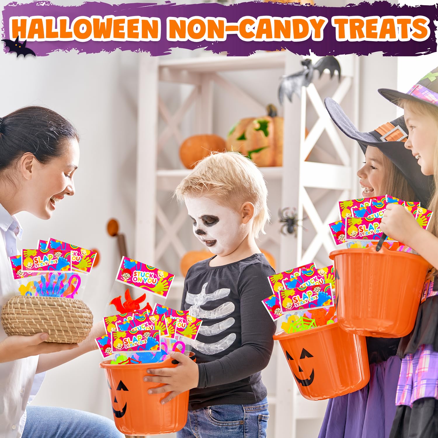 Leetous 42-Piece Halloween Sticky Hands Set – Non-Candy Party Favors for Toddlers