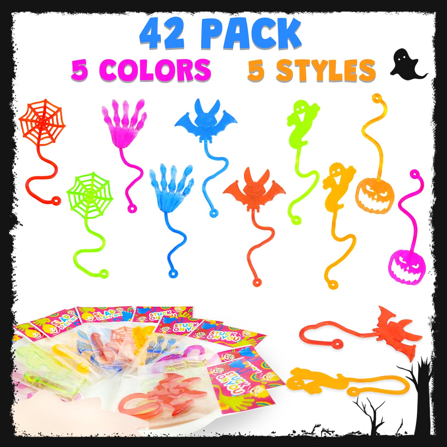 Leetous 42-Piece Halloween Sticky Hands Set – Non-Candy Party Favors for Toddlers