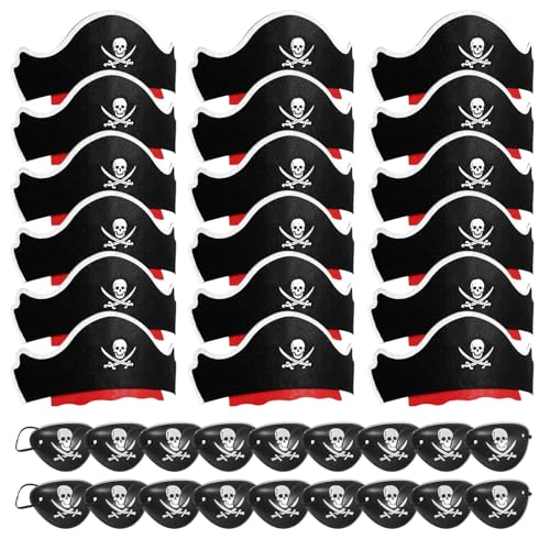 Legigo 36-Piece Pirate Hat and Eye Mask Set for Costume Parties
