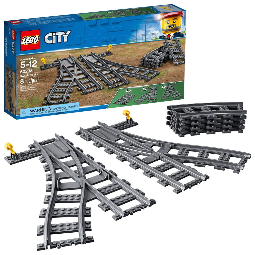 LEGO City Switch Tracks 60238: Expand Your Train Layout with Curved and Switch Tracks (8 Pieces)