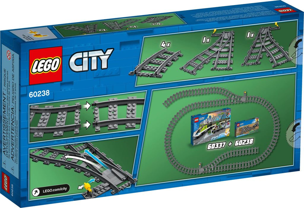 LEGO City Switch Tracks 60238: Expand Your Train Layout with Curved and Switch Tracks (8 Pieces)