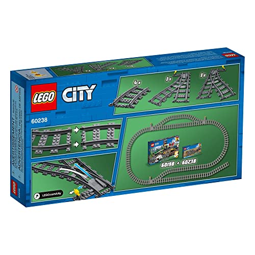 LEGO City Switch Tracks 60238: Expand Your Train Layout with Curved and Switch Tracks (8 Pieces)