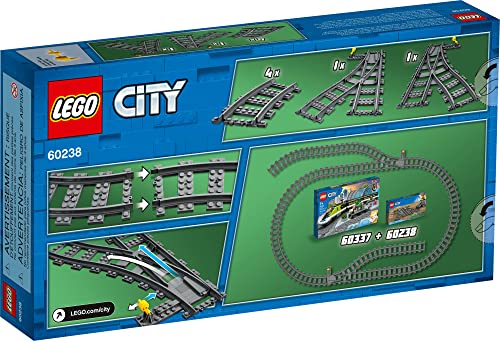 LEGO City Switch Tracks 60238: Expand Your Train Layout with Curved and Switch Tracks (8 Pieces)