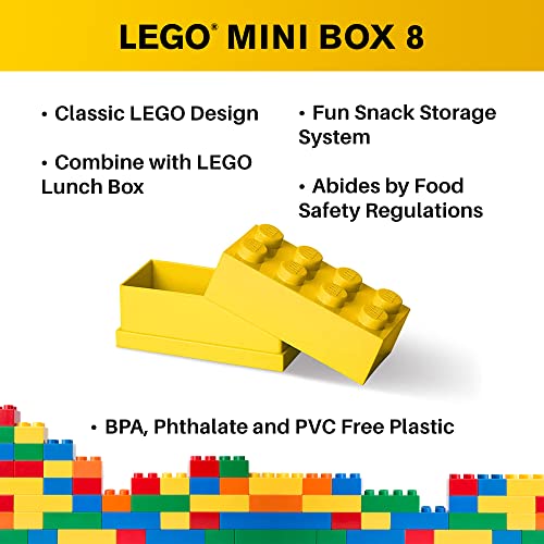LEGO Mini Snack Box Brick 8 - Bright Yellow - 1.8 x 3.6 x 1.7 in - Food Safe Storage
