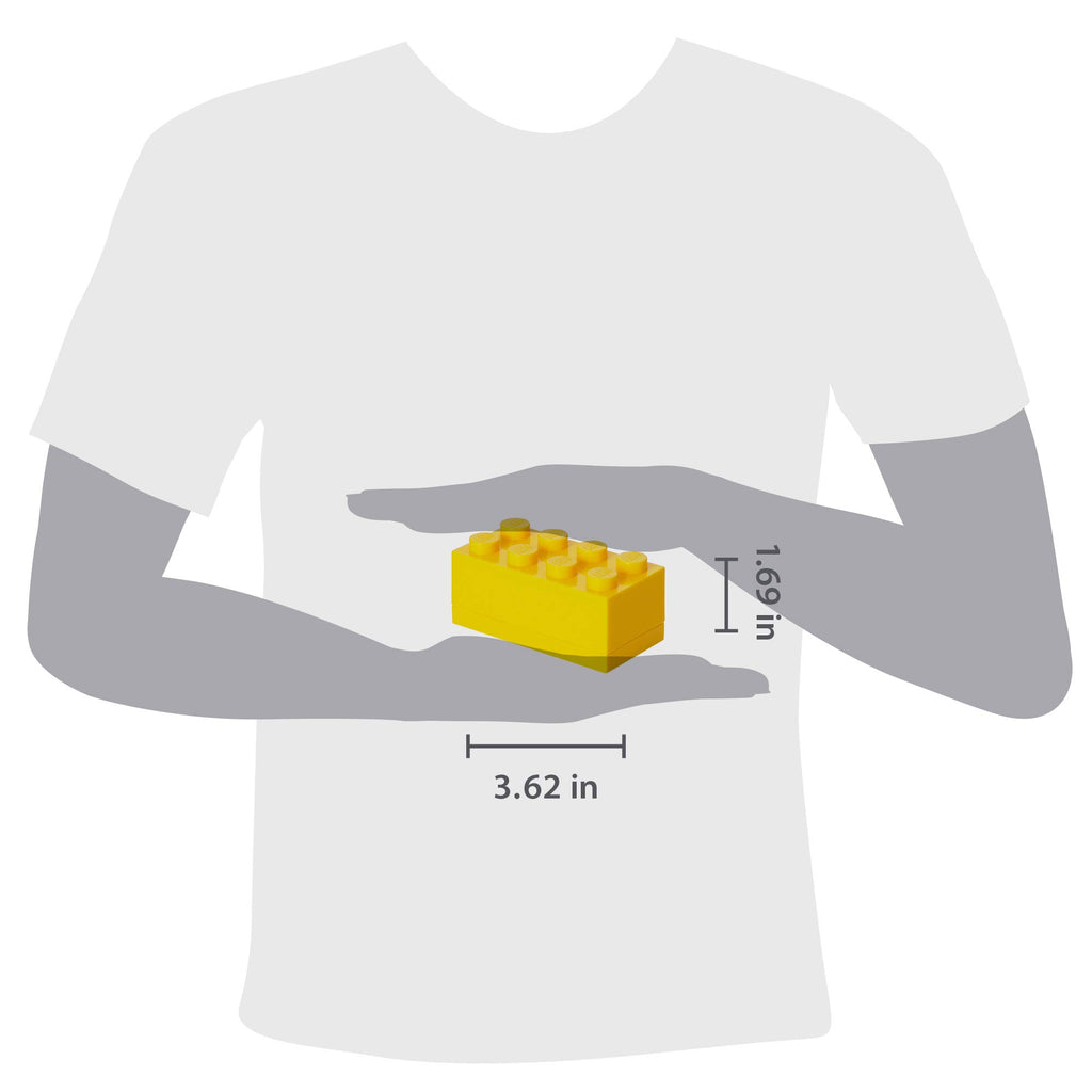 LEGO Mini Snack Box Brick 8 - Bright Yellow - 1.8 x 3.6 x 1.7 in - Food Safe Storage