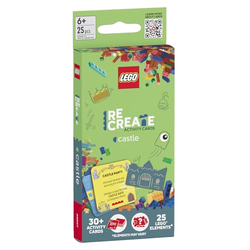 LEGO Recreate Activity Cards Castle – Building Challenges with 30+ Cards and 25 LEGO Elements for Kids Ages 6+