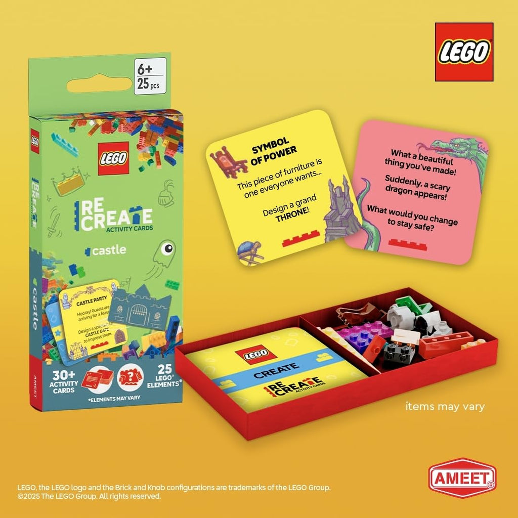 LEGO Recreate Activity Cards Castle – Building Challenges with 30+ Cards and 25 LEGO Elements for Kids Ages 6+