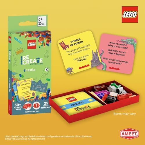 LEGO Recreate Activity Cards Castle – Building Challenges with 30+ Cards and 25 LEGO Elements for Kids Ages 6+