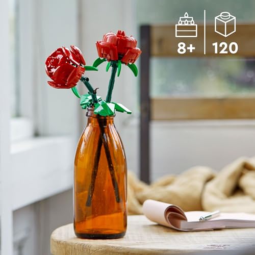 LEGO Roses (40460) – 2 Buildable Red Artificial Flowers with Adjustable Stems, 120 Pieces, Ages 8+