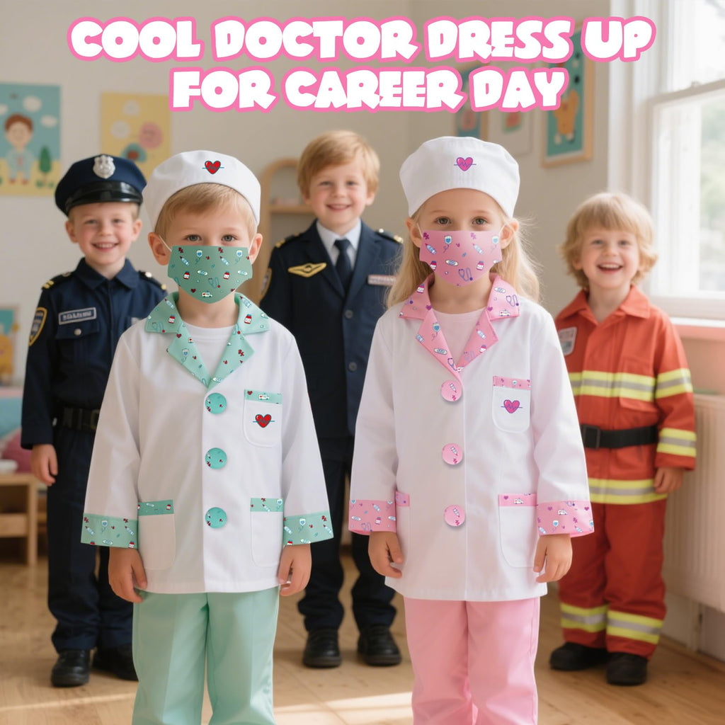 Lehoo Castle Doctor Costume for Kids – 8-Piece Pretend Play Set with Stethoscope (Ages 4-6)