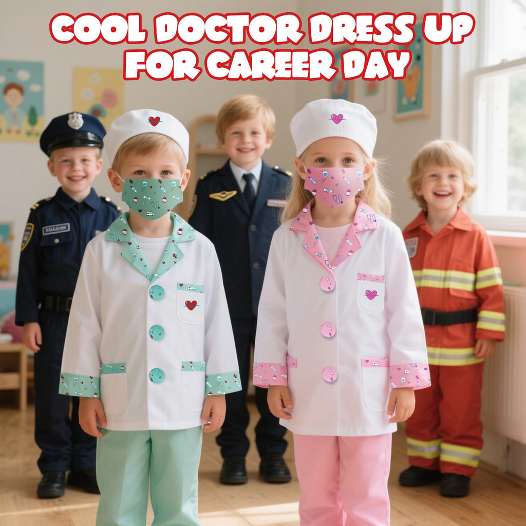 Lehoo Castle Kids Doctor Costume – 8-Piece Dress-Up Set with Working Stethoscope for Ages 4-6