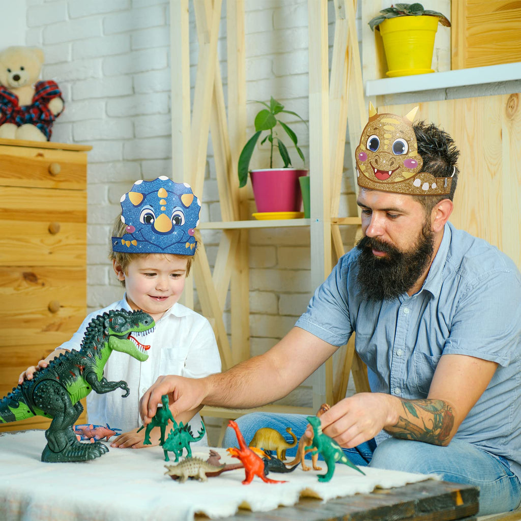 Leinuosen 32-Pack Dinosaur Party Hats – 16 Styles DIY Paper Crowns for Kids Birthday