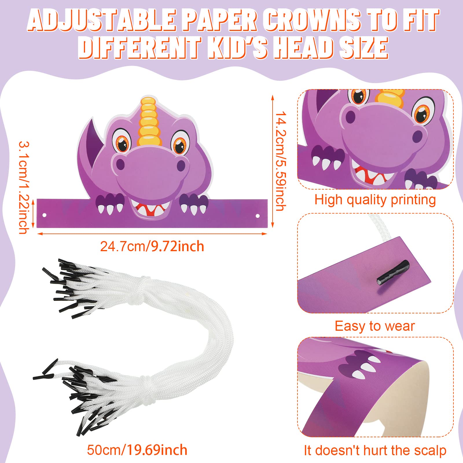 Leinuosen 32 Pack Dinosaur Party Hats for Kids – 16 Styles, DIY Dino Crowns