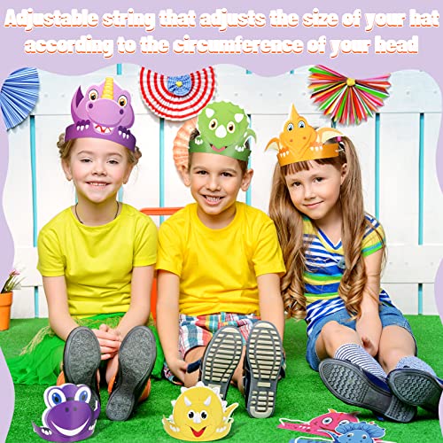 Leinuosen 32 Pack Dinosaur Party Hats for Kids – 16 Styles, DIY Dino Crowns