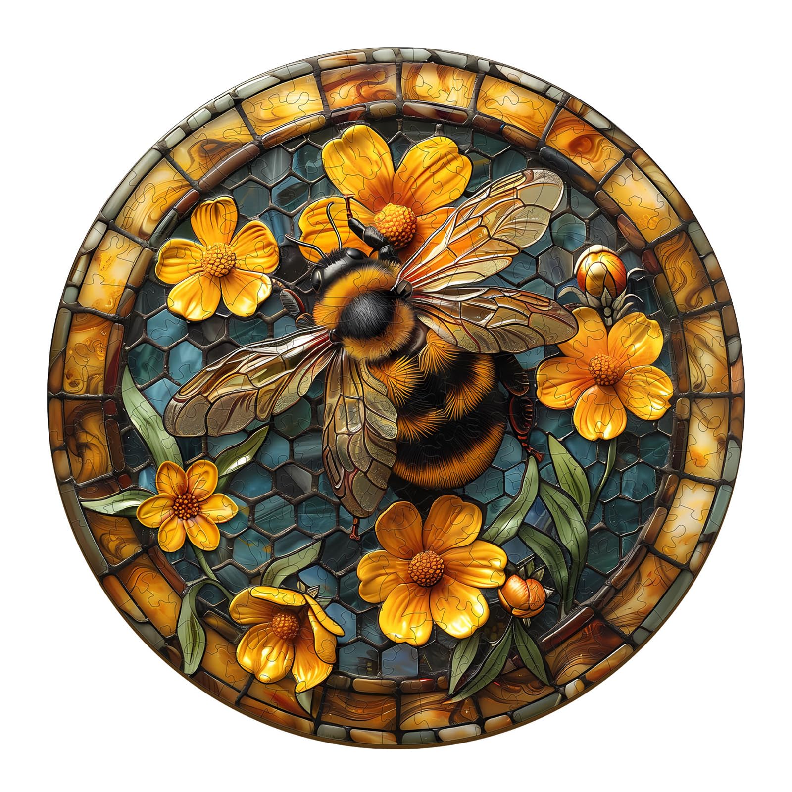 Leisurely Bee Wooden Puzzle for Adults – 100 Irregular Shaped Pieces, 8.5x8.5 Inch Jigsaw