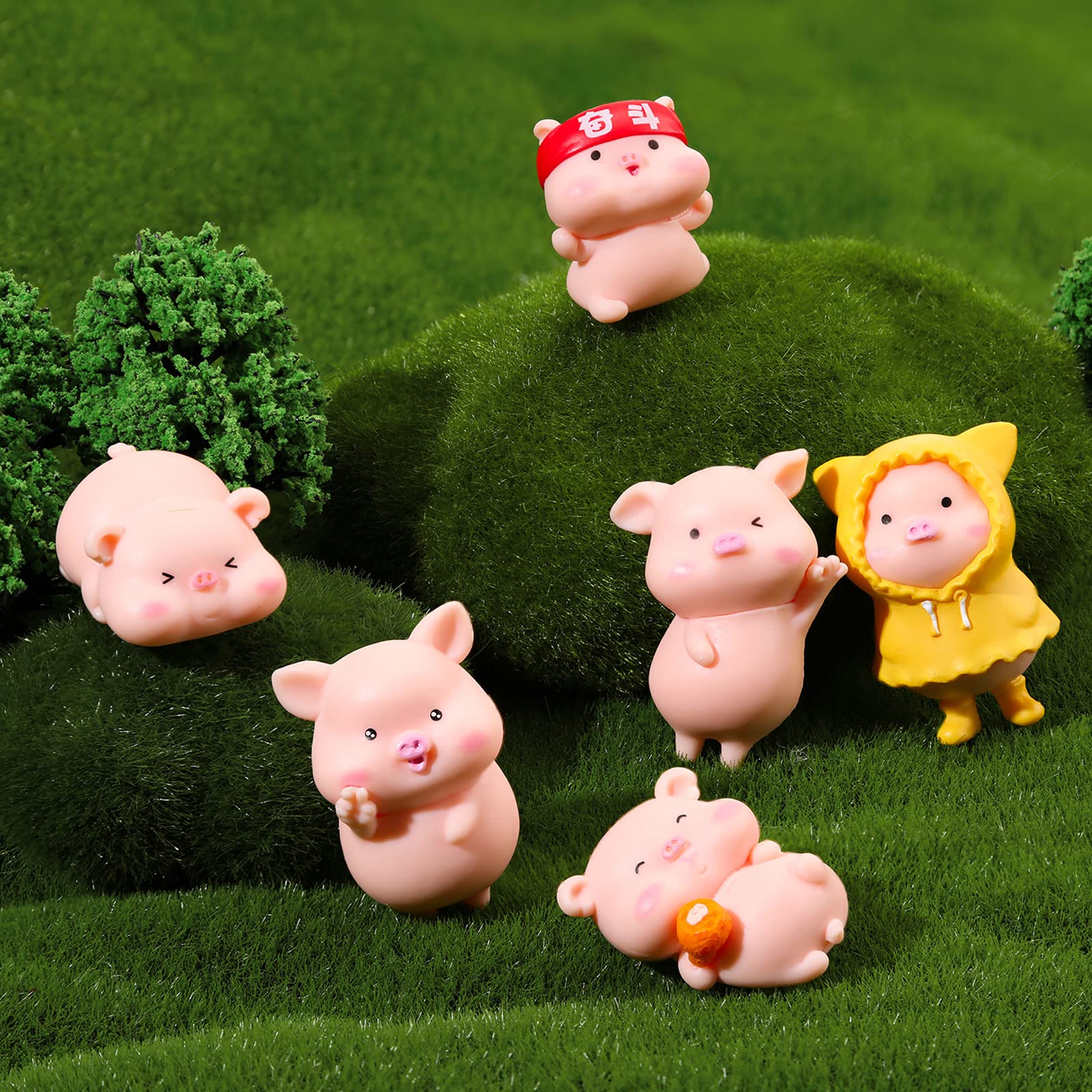 Leitee 19-Piece Pink Pig Figurine Set – Mini PVC Animal Cake Toppers for Parties & Decor