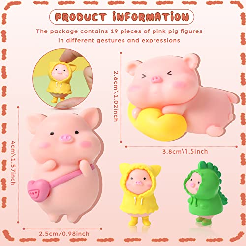 Leitee 19-Piece Pink Pig Figurine Set – Mini PVC Animal Cake Toppers for Parties & Decor