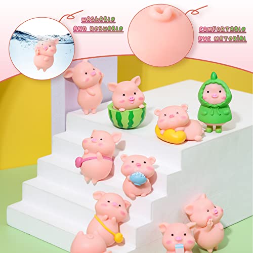 Leitee 19-Piece Pink Pig Figurine Set – Mini PVC Animal Cake Toppers for Parties & Decor