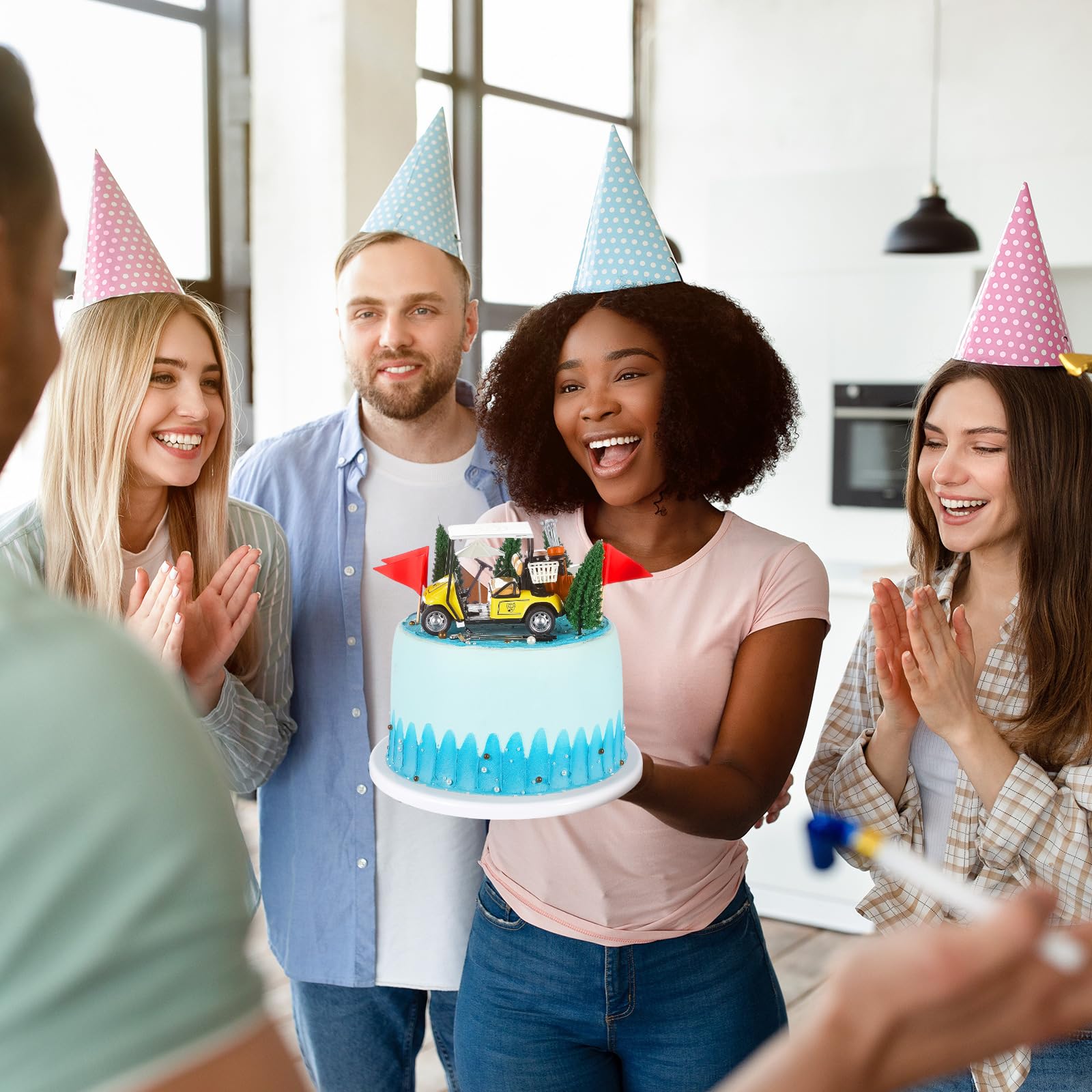 Leitee 21 Pcs Golf Cake Topper Set - Mini Cart, Clubs, Balls, Trees, Umbrellas, Flags