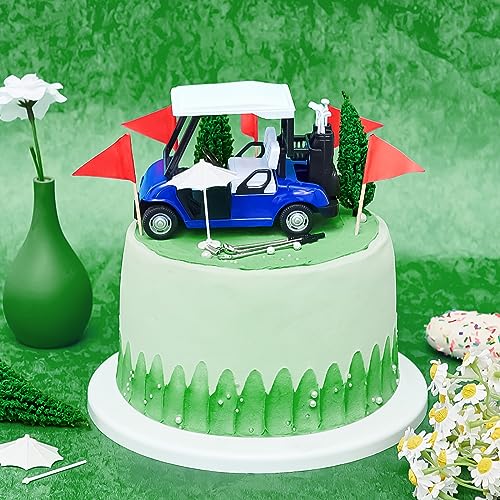 Leitee 21-Piece Golf Cake Topper Set – Includes Cart, Clubs, Balls, Umbrellas, Trees & Flags