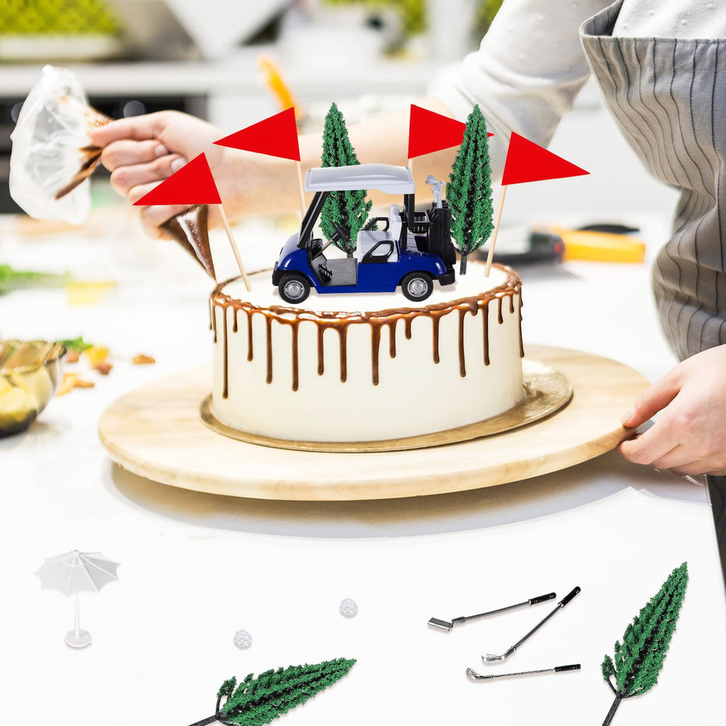 Leitee 21-Piece Golf Cake Topper Set – Includes Cart, Clubs, Balls, Umbrellas, Trees & Flags