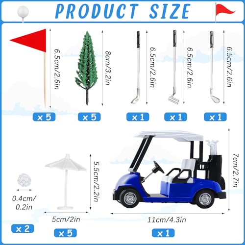 Leitee 21-Piece Golf Cake Topper Set – Includes Cart, Clubs, Balls, Umbrellas, Trees & Flags