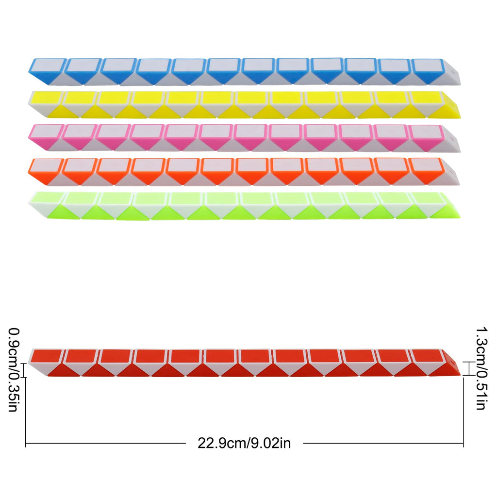 LENDOD 12-Pack Mini Fidget Snake Cubes – 24-Block Twist Puzzle Toys for Kids, Party Bag Fillers, 6 Color Combos