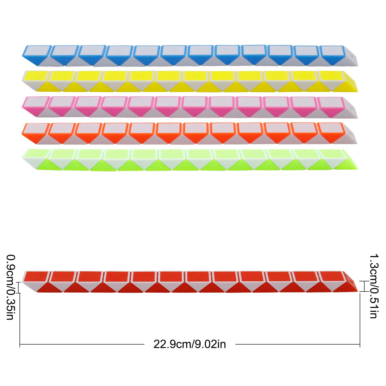 LENDOD 12-Pack Mini Fidget Snake Cubes – 24-Block Twist Puzzle Toys for Kids, Party Bag Fillers, 6 Color Combos