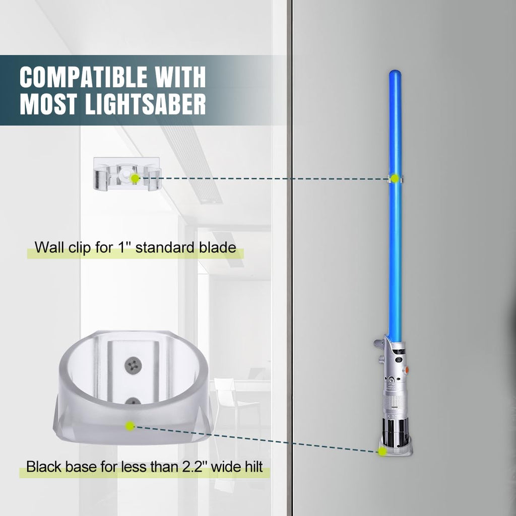 Lenink 2 Pack Clear Lightsaber Wall Mount – Holds Galaxy’s Edge, Darth Revan, Darth Vader Sabers